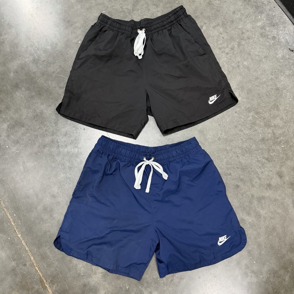 Lot Of 2 Nike Woven Lined Flow Shorts Mens Sz Medium Navy Blue Black